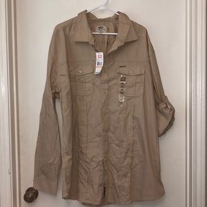 Ecko Unltd brand tan/beige button down shirt